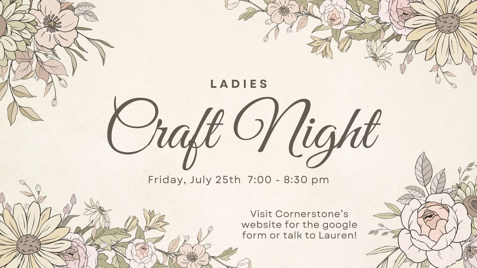 Ladies Craft Night in July